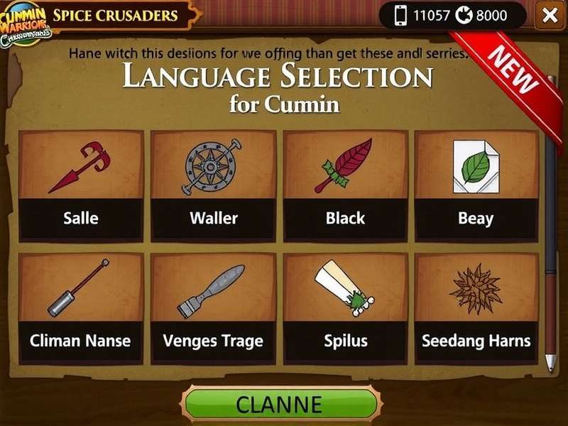 Cumin Warriors Spice Crusaders Language Selection